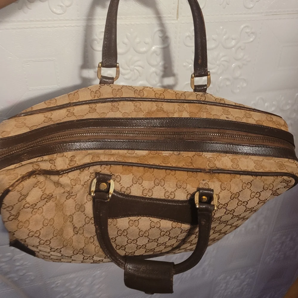 GUCCI GG CANVAS XL CARRY ON TRAVEL WEEKEND Duffle Gym BAG VINTAGE 1960 AUTHENTIC - Picture 9 of 14